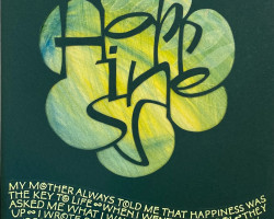 Nita Padamsee
Cutout letters, gel pen, and pastepaper background
10" x 12"